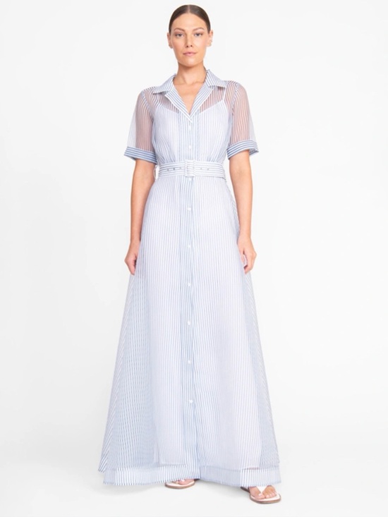 STAUD Dresses & Skirts - Staud Light Blue Striped Shirt Maxi Dress - Worn once! Size 10